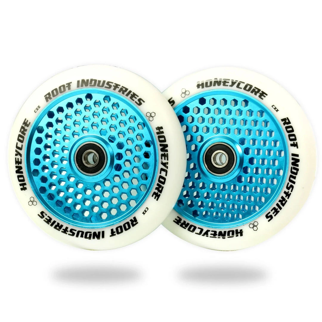 Root Industries HoneyCore Wheels 120mm - White/Sky Blue (Pair) 3 Root Industries HoneyCore Wheels 120mm - White/Sky Blue (Pair)