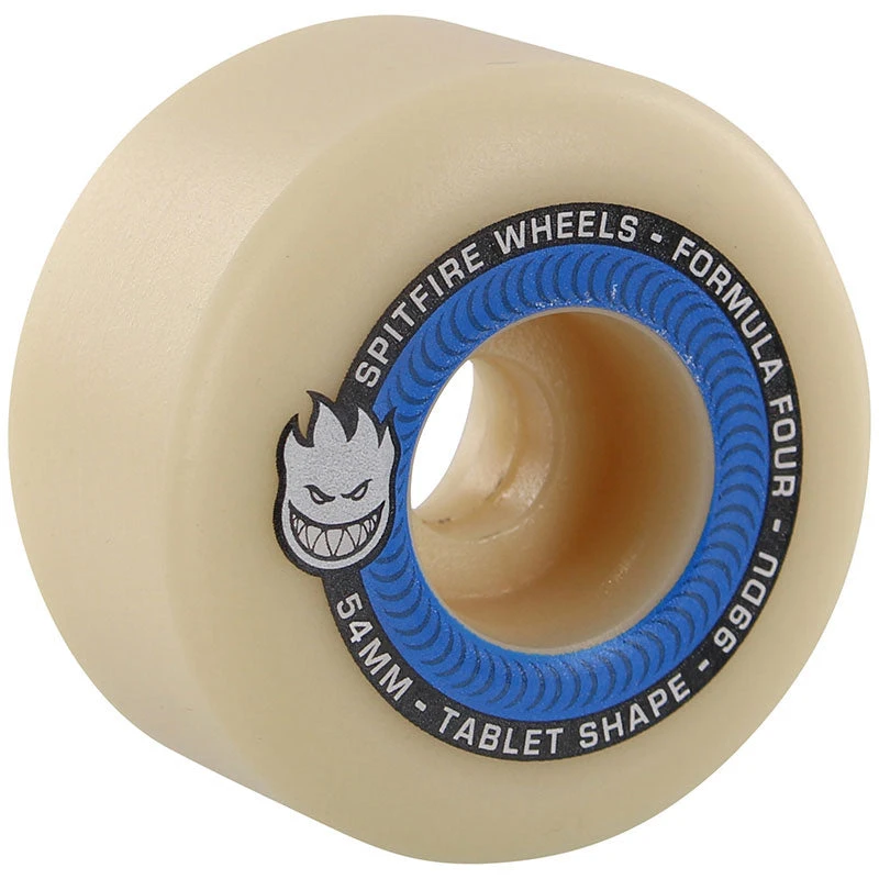 Spitfire Wheels F4 Tablets 54mm 99a - Natural/Blue (Set Of 4) 3 Spitfire Wheels F4 Tablets 54mm 99a - Natural/Blue (Set Of 4)