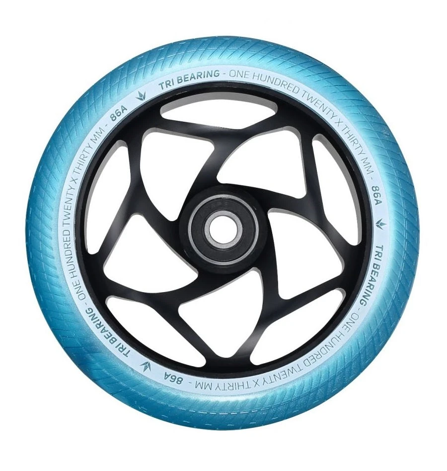 Envy Tri Bearing Scooter Wheels 120mm X 30mm - Black/Teal (Pair) 3 Envy Tri Bearing Scooter Wheels 120mm X 30mm - Black/Teal (Pair)